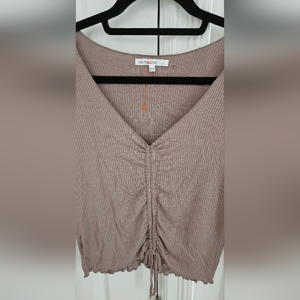 Antistar Ribbed Ruched Long Sleeve Top - Picture 4 of 4